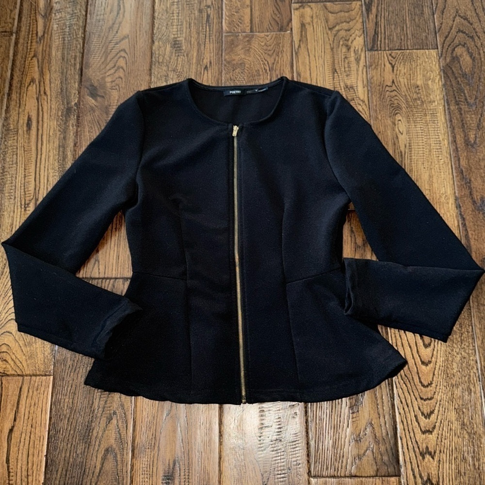 Poetry Black Ribbed Full Zip Jacket
